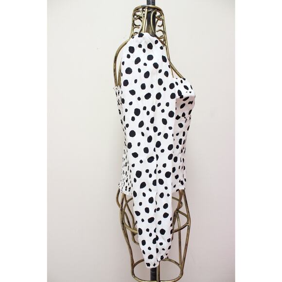 Reformation Reign Ink Blot White Spotted Long Sleeve Top Size 6 - Picture 3 of 5